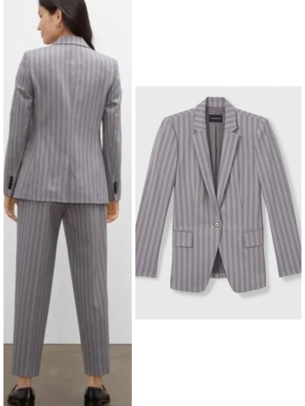 Club Monaco Wool Blend Borrem Single Button Pinstripe Blazer Jacket Size 4 EUC